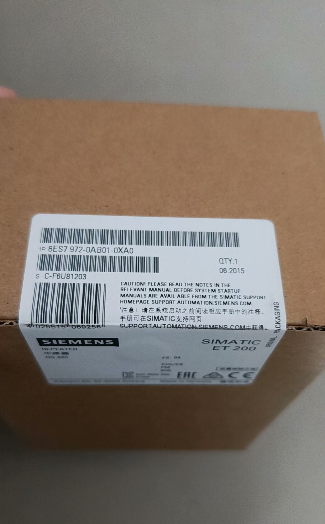 6ES7972-0AB01-0XA0 全新原装正品 标价