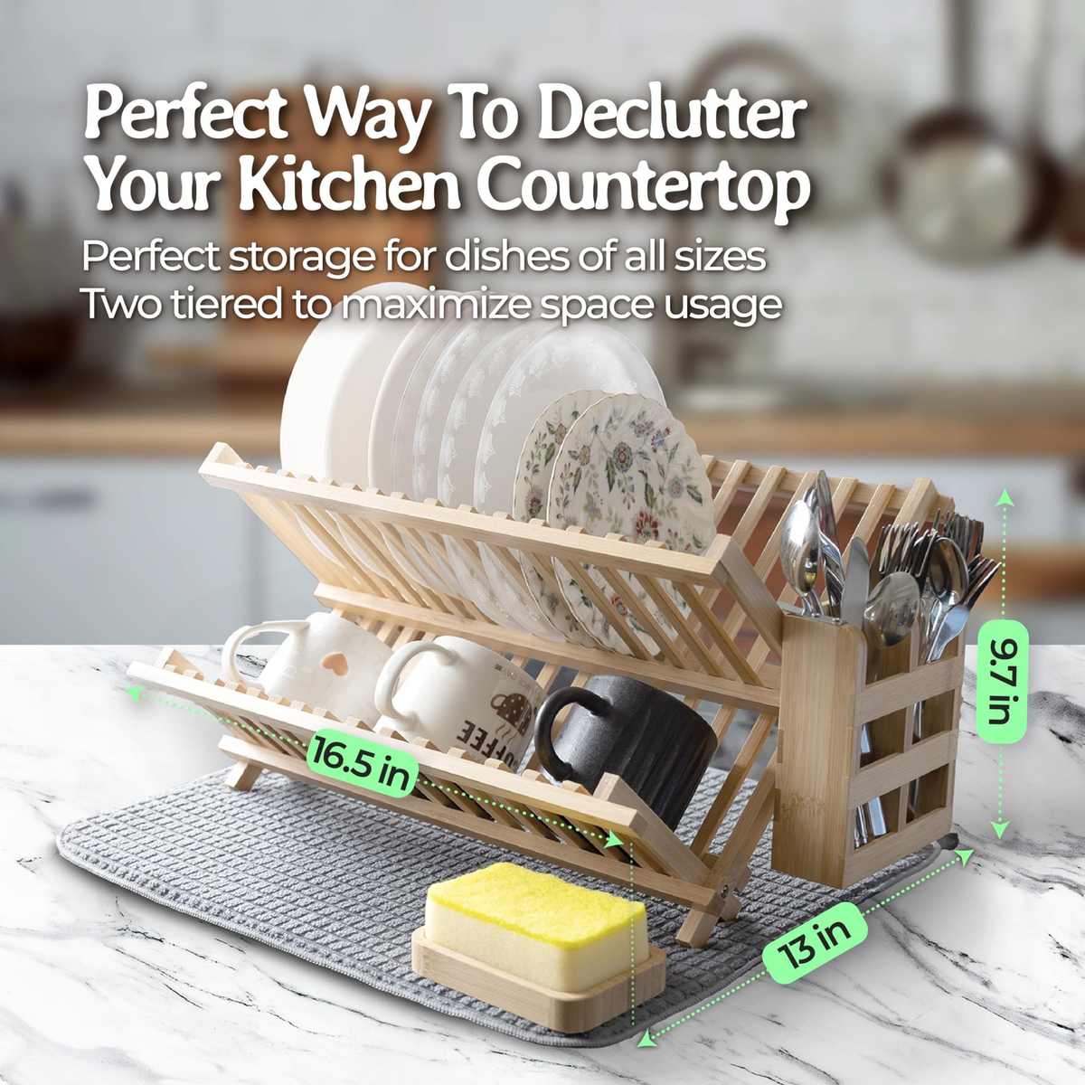 竹制沥水架多层家用晾碗架置物架双层碟盘收纳架厨房收纳热销