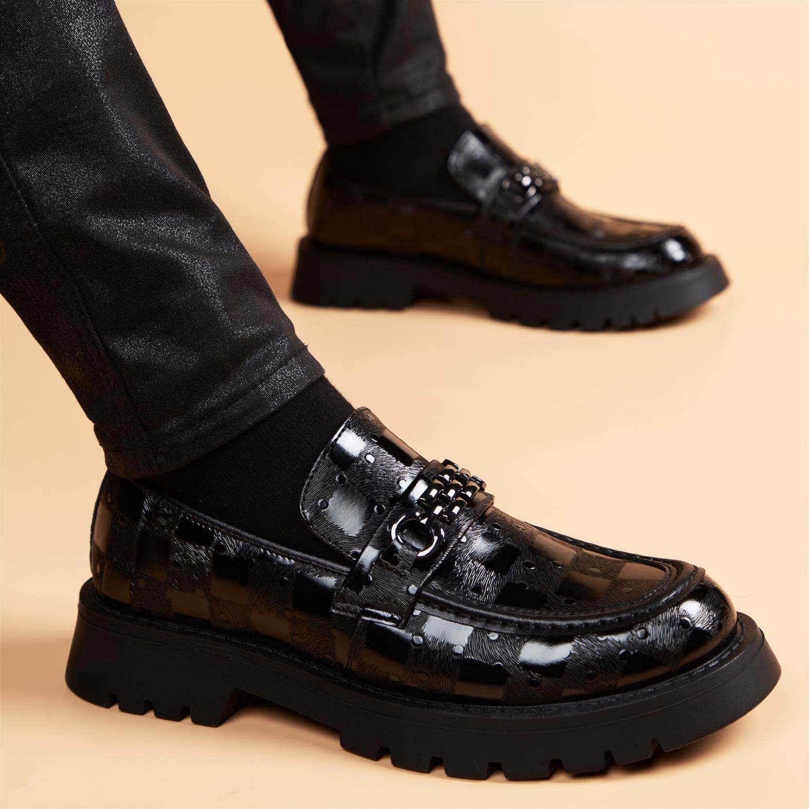 高端正品皮鞋男新款休闲 真皮乐福鞋内增高英伦风一脚蹬厚底豆豆