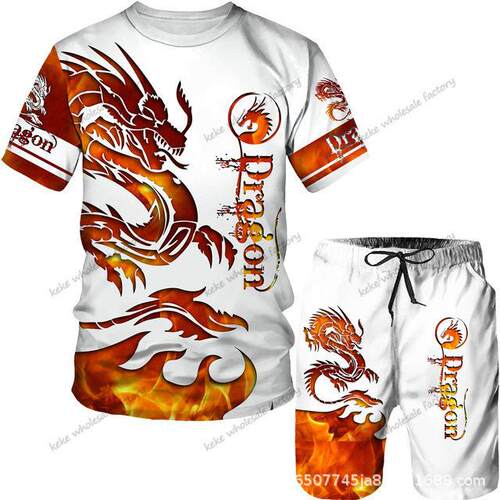 Men's Letter Patched Short Sleeve Tee & Shorts Loungewear