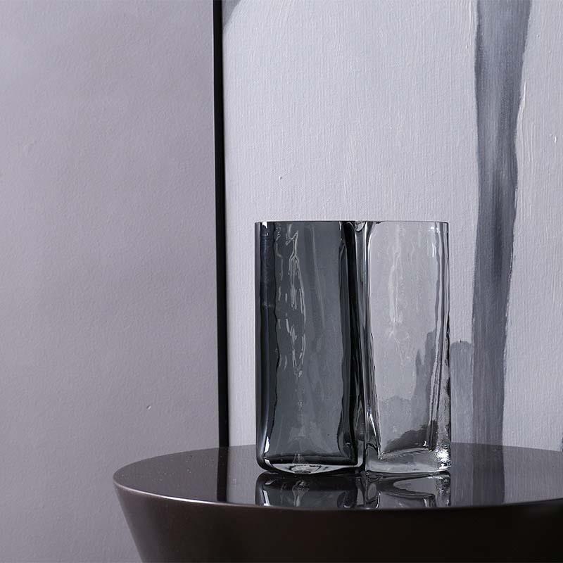 现代简约设计师款连体黑白玻璃花瓶酒店客房餐厅装饰插花器皿摆件