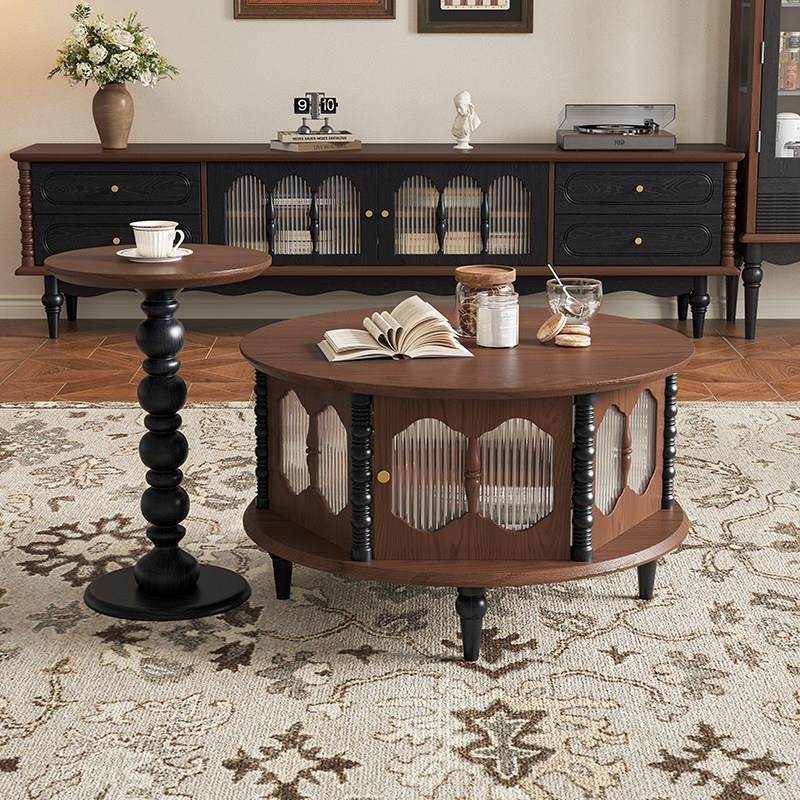 法式覆古实木圆形茶几组合客厅茶台小户型中古小茶桌边几美式家俱,住宅家具,茶几,淘宝优惠券,粉丝福利购,淘宝优惠卷
