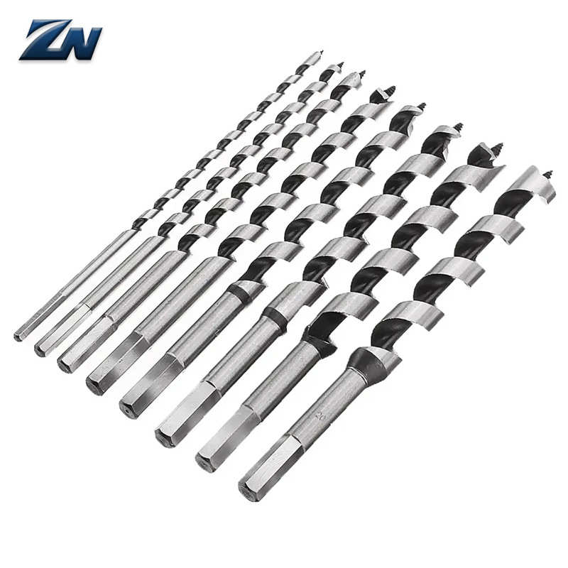 8件套木盒装木工支罗钻230长度 6-20mm木工螺旋钻头组合深孔钻头