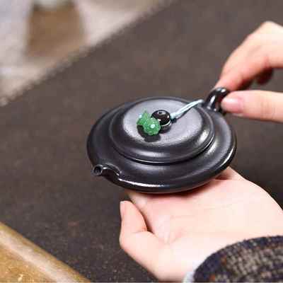 款宜ZHIFU-34兴紫砂爆原矿小煤窑朱泥手工制捂量灰极扁小壶容文人