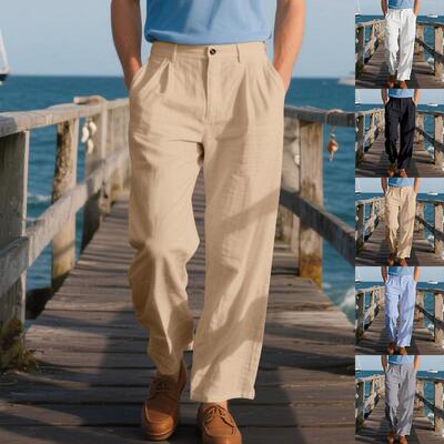 Men Summer Linen Pants Lightweight Comfortable Breathable