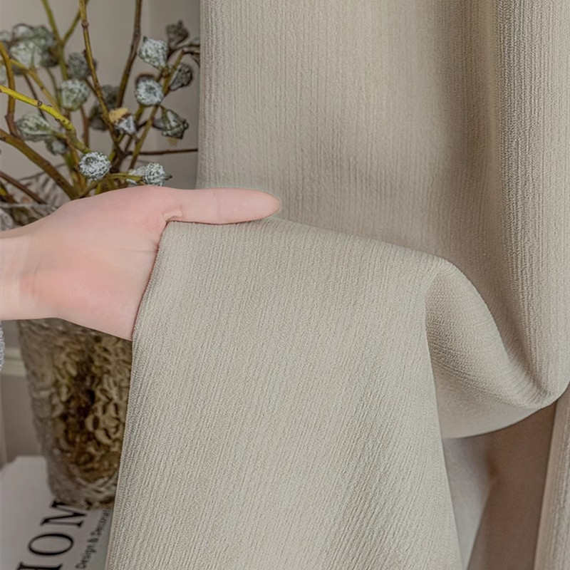 2023新款奶油丝绒窗帘加厚雪尼尔遮光窗帘双门幅布料批发代发