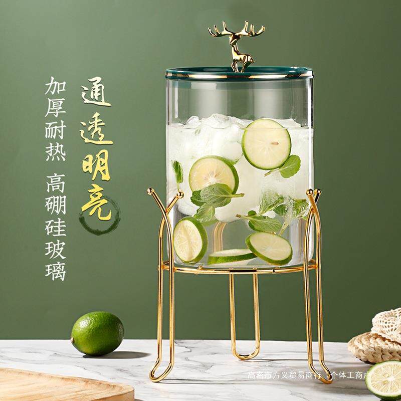 网红可乐桶自助饮料桶带龙头玻璃罐啤酒桶水果茶果汁鼎调酒泡酒瓶