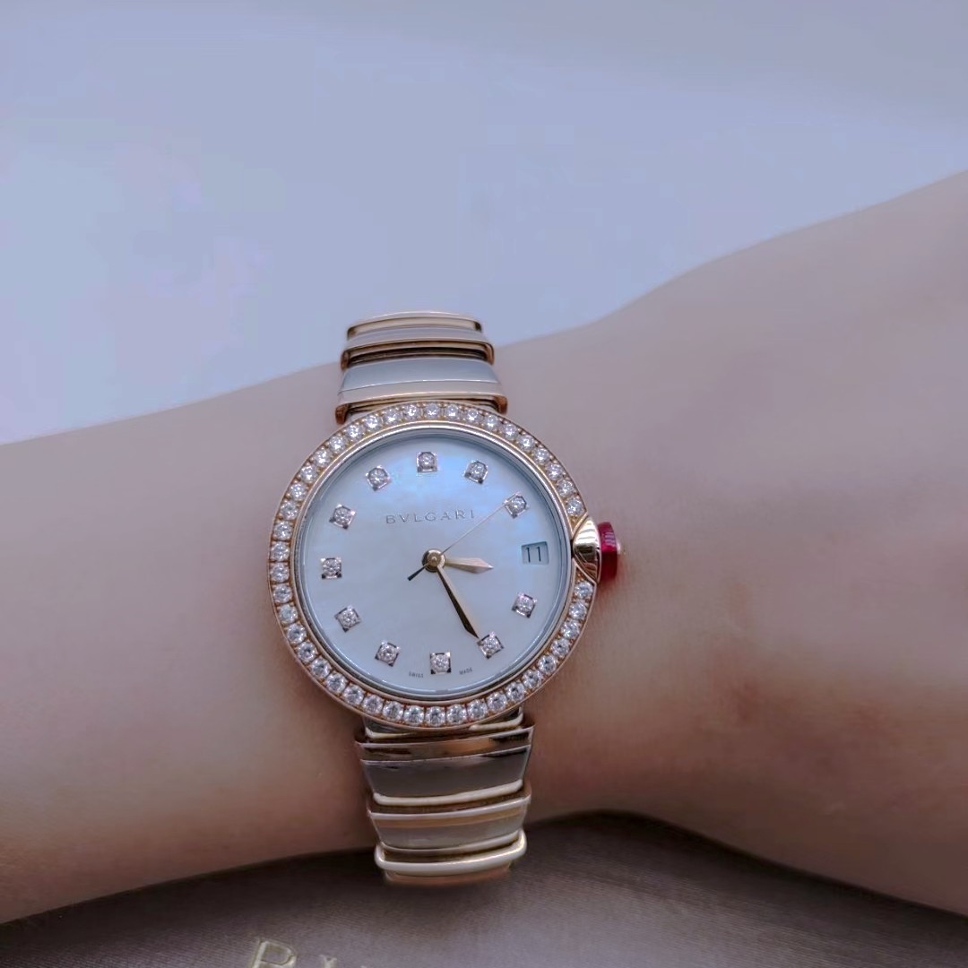 公价14.2万】98新33mm宝格丽18K玫瑰金102476自动机械女手表正品