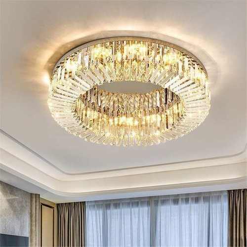 轻奢led水晶吸顶灯新款圆形客厅灯简约现代卧室灯家用大厅餐厅灯