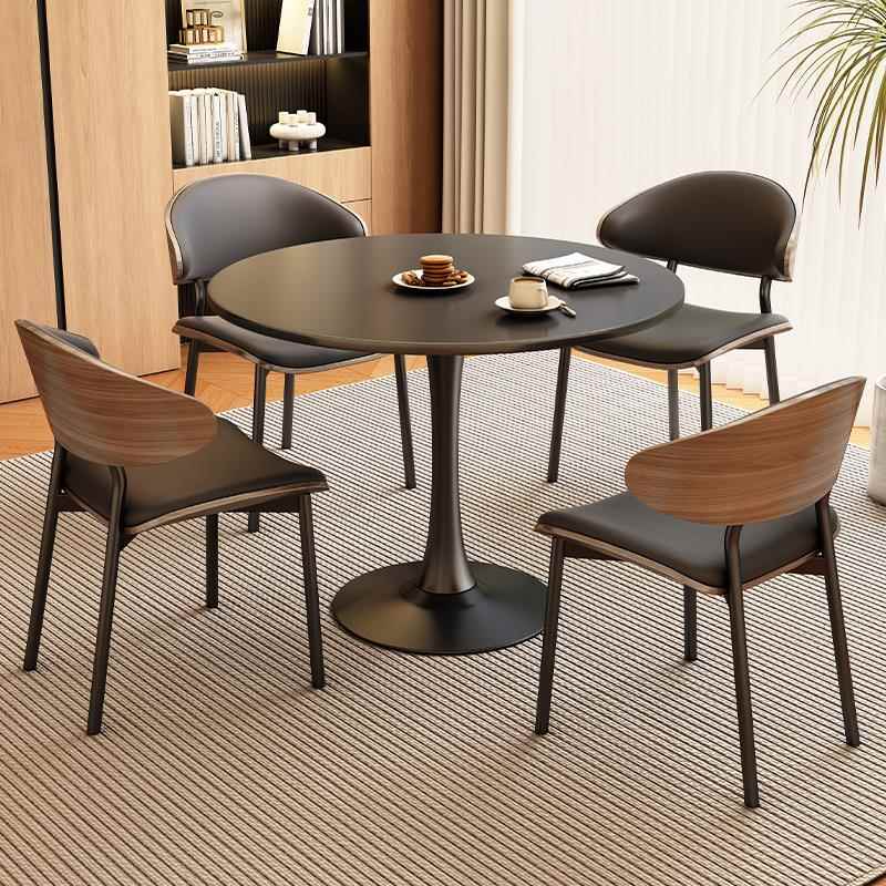 中古风简约阳台休闲桌子岩板餐桌洽谈桌椅组合酒店咖啡奶茶小圆桌