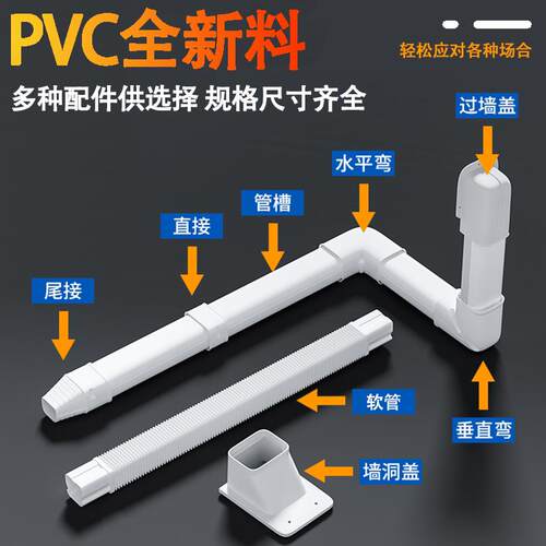PVC空调管套遮盖保护 适用15匹以上过墙盖 室内外空调铜管美化包