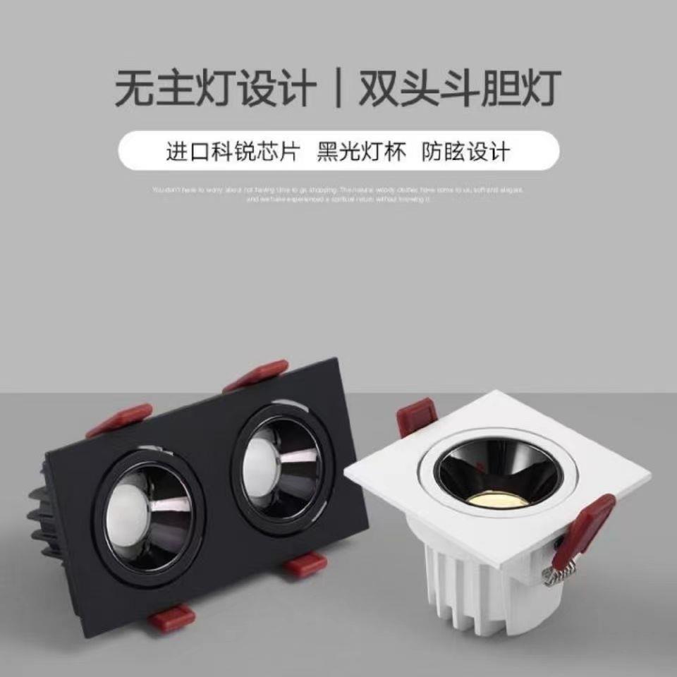 双头射灯led嵌入式防眩酒店家装客厅斗胆灯格栅无主天花灯高显色