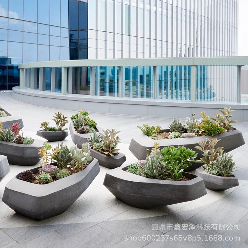玻璃钢异形花盆户外大型花钵玻璃缸船型花器商场仿石花池GFRP树池