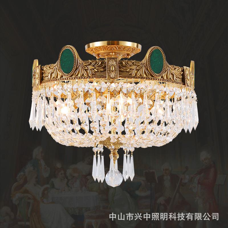 法式全铜水晶吸顶灯复古创意别墅客厅餐厅灯欧式温馨浪漫卧室灯具