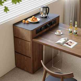 窄岛台柜小户型单独移动岛台餐柜厨房胡桃木中岛倒台单导台餐桌