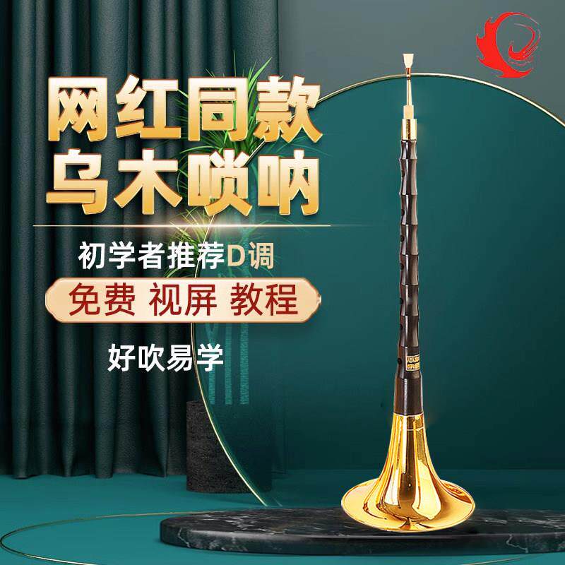 明轩坊网红乌木唢呐乐器初学者全套民族喇叭d调降B调考入门专业