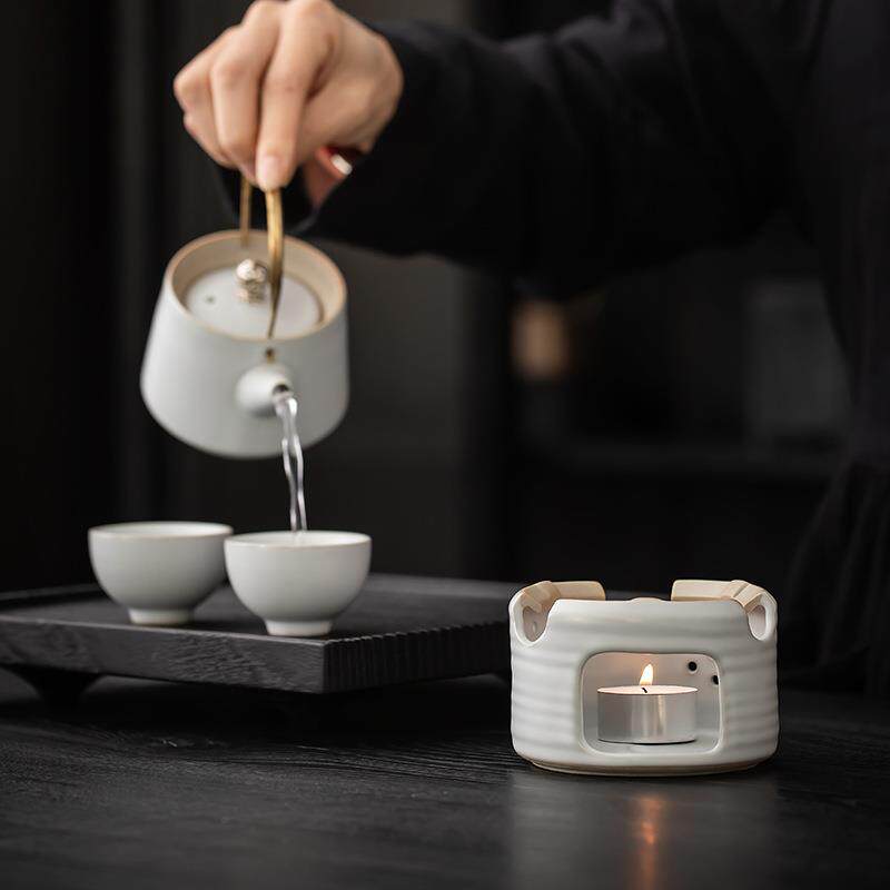 蜡烛加热茶壶茶炉温茶套装家用日式提梁壶煮茶壶陶瓷白陶温茶器