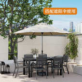 户外桌椅塑木室外庭院花园餐桌露天阳台休闲咖啡厅防腐木桌椅组合