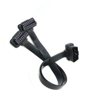 薄款汽车OBD2一分二转接线 线行车电脑拓展线 线一拖二延长扁线