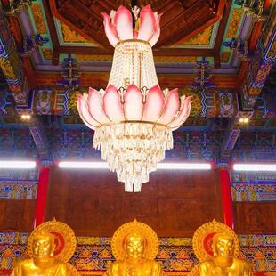 寺庙莲花吊灯寺院大殿禅意莲花灯佛堂中式宫廷佛系大吊灯具