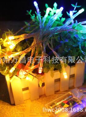 款ed电IED池盒灯串卧室房l间背景新LED灯串圣诞树日节装饰灯串彩