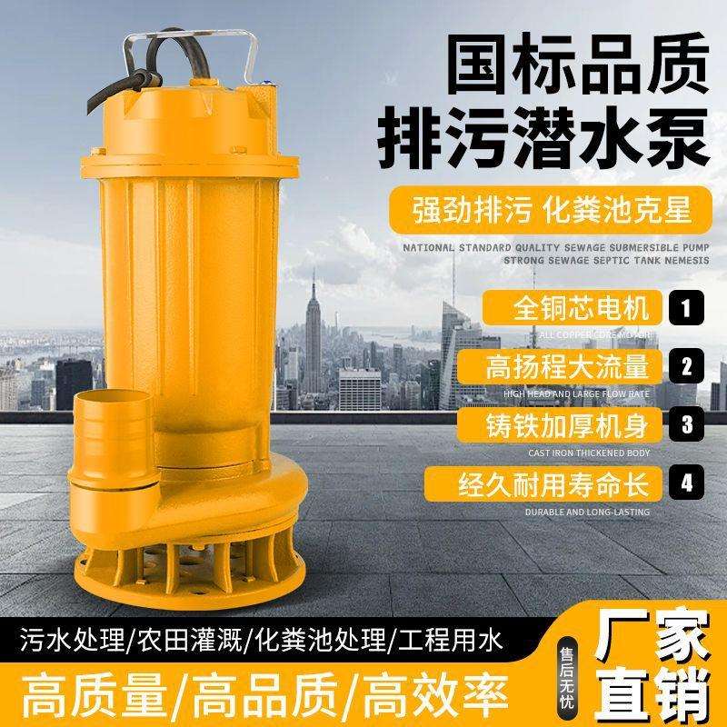 化粪池抽泥沙池塘清淤抽粪泥浆220v家用无堵塞淤泥泵切割式污水泵