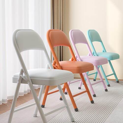 奶油风餐椅舒服久坐餐桌椅子折叠靠背椅现代简约学生宿舍学习凳L&