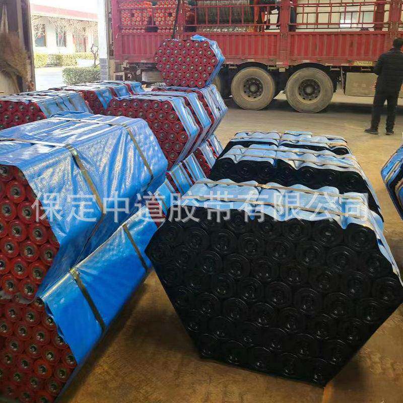 矿用托辊缓冲托辊108*315输送机托辊单向螺旋双向螺旋托辊组