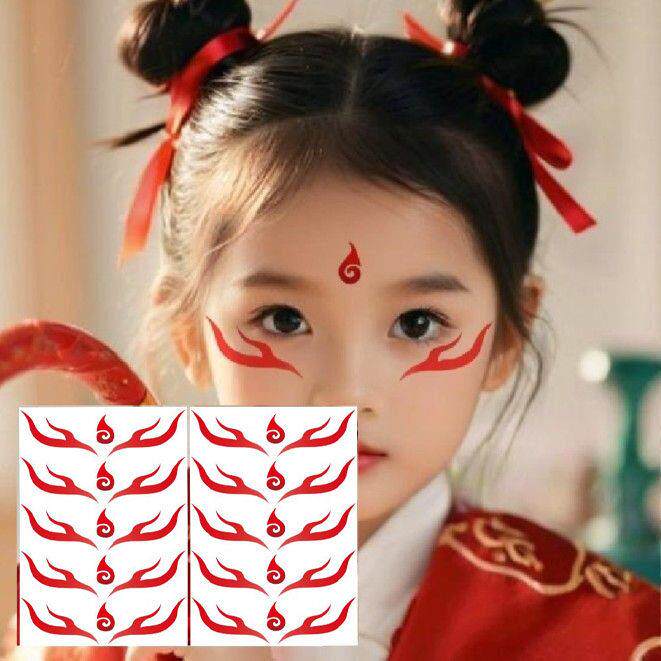 儿童舞台妆彩妆脸部贴眼角眉心贴纹身贴表演彩绘贴哪吒脸上贴饰品