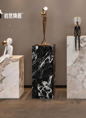轻奢岩板花架客厅立柱墩子玄关落地装饰品摆件雕塑大理石展示台子