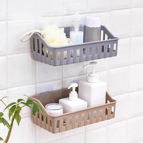 Wall-mounted bathroom storage rack, no-drill and traceless h