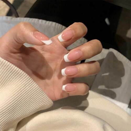 24pcs French Nails For Women Simple Fake Nails 假指甲美甲