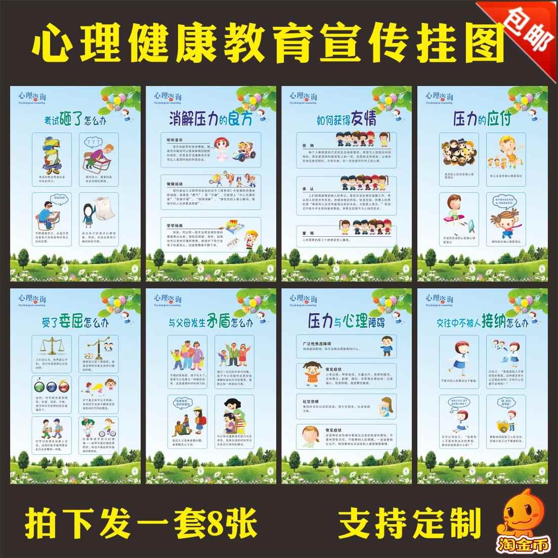 中小学生心理健康教育挂图 心理健康教育辅导海报 心理咨询室墙贴
