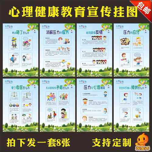 中小学生心理健康教育挂图 心理健康教育辅导海报 心理咨询室墙贴