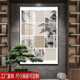 新中式棋牌室茶室挂画饭店雅间包间壁画民宿酒店过道油画布装饰画