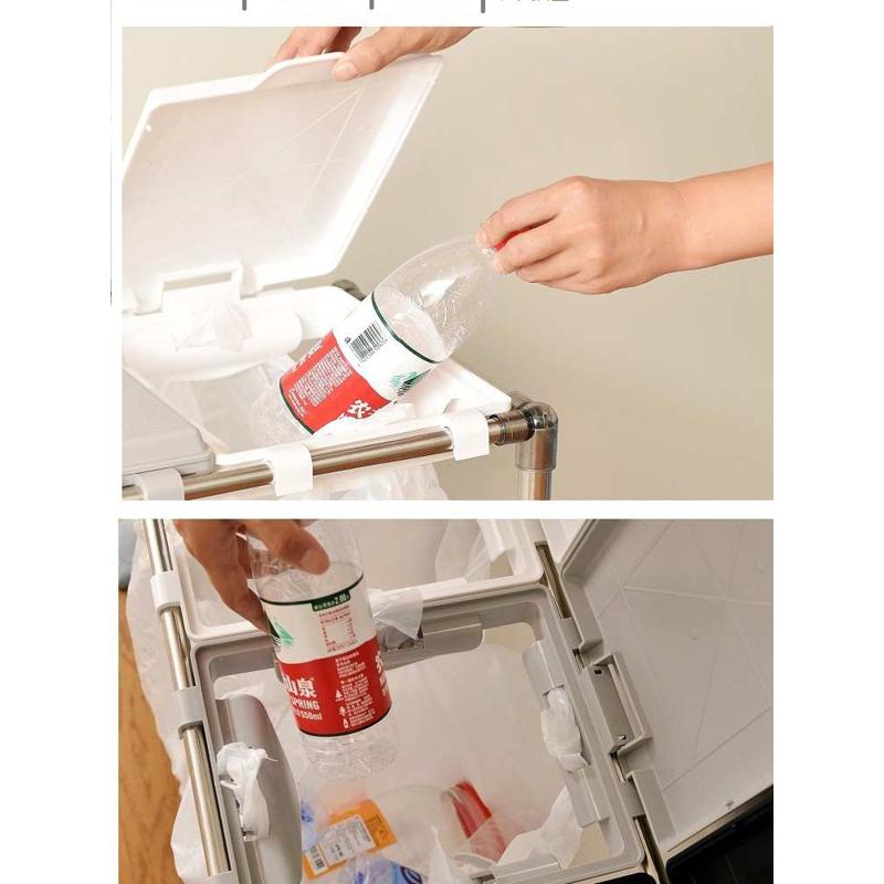 分类垃圾桶家用公司干湿分离3分4分类带轮塑料袋挂架简易多层新品