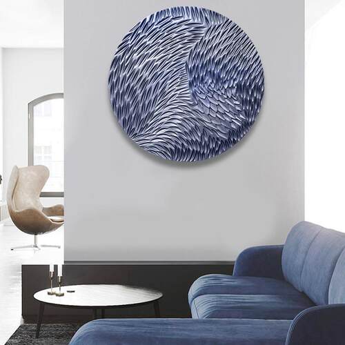 现代客厅装饰画圆形入户玄关走廊过道挂画木板雕刻立体手工壁画