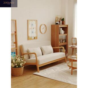 实木布艺北欧简约LAU客厅小户闲型单双原三人热销木休出风租屋沙