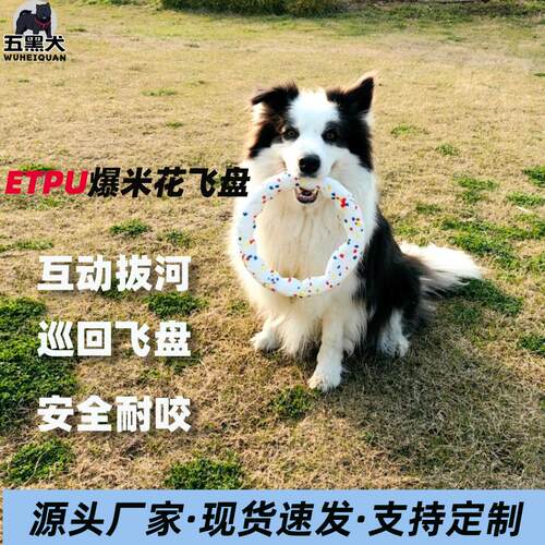 狗狗飞盘圈圈玩具etpu爆米花拉力耐咬圆环宠物狗磨牙拔河互动玩具