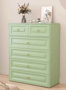 现代家用钢制抹茶绿色抽屉式收纳柜卧室床头收纳柜客厅玄关储物柜