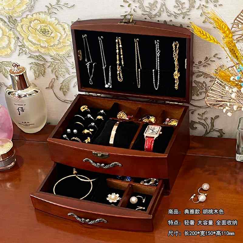 新款采宝产品珠收纳盒，精环致的实木项炼，耳，指甲，戒购指，手