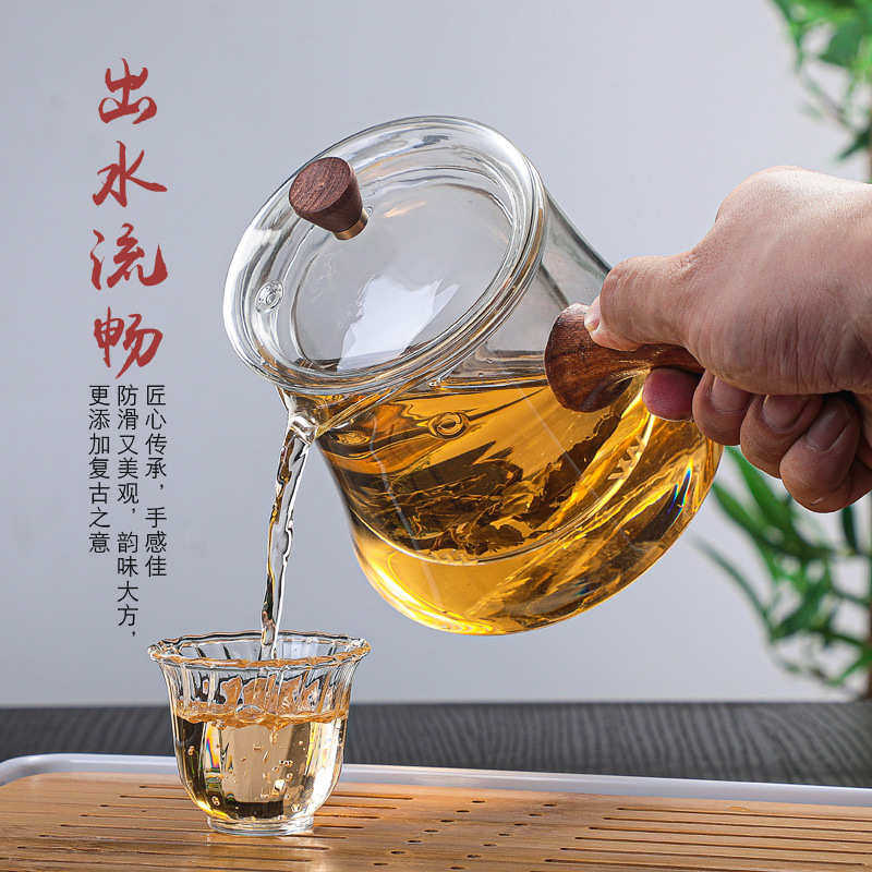 蒸煮茶壶高硼硅透明玻璃侧把茶壶可电陶炉加热花草茶壶