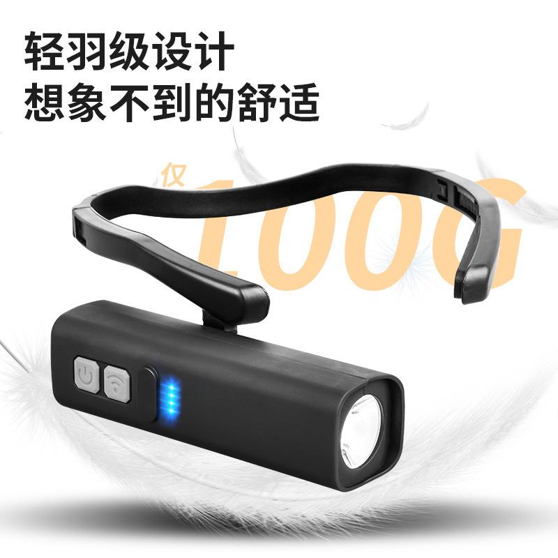 新款耳戴式照明头灯可调节钓鱼灯长续航强光灯夜跑挥手感应跑步灯