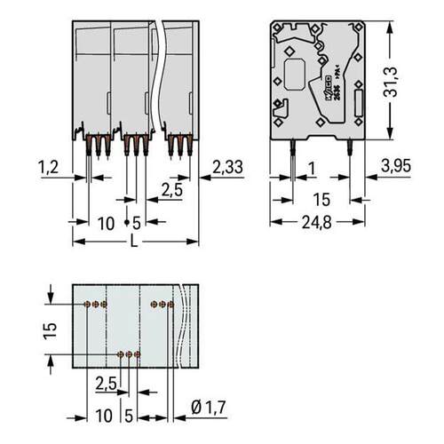 万可接线端子PCB 接线端子，型号 wago 2636-3105/020-000