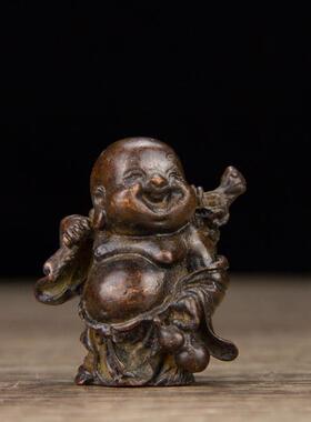 实心布袋和尚小摆件笑佛弥勒佛大肚佛像桌面工艺品装饰摆件口袋佛