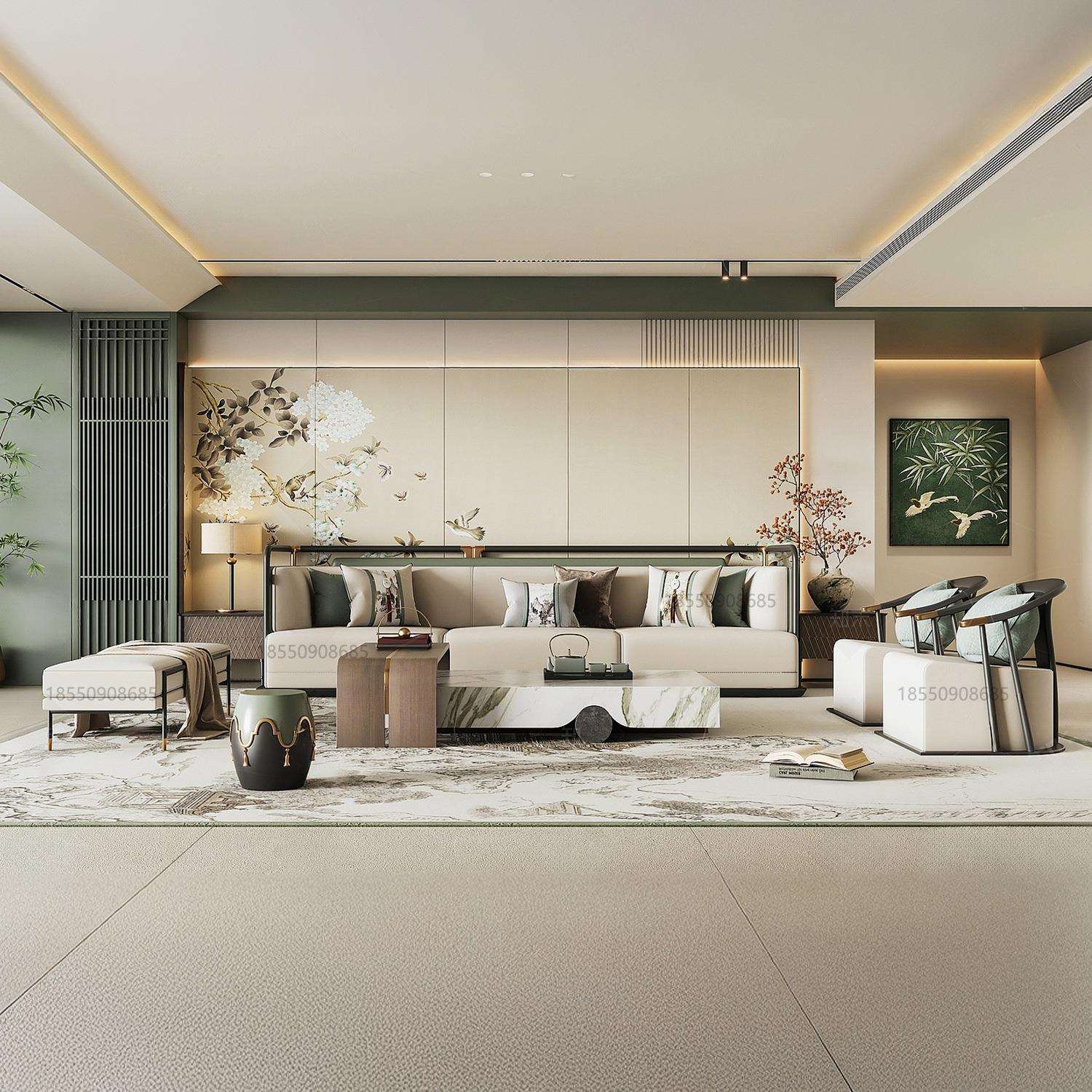新中式实木沙发组合客厅样板间别墅整屋大小户型全屋家具定制