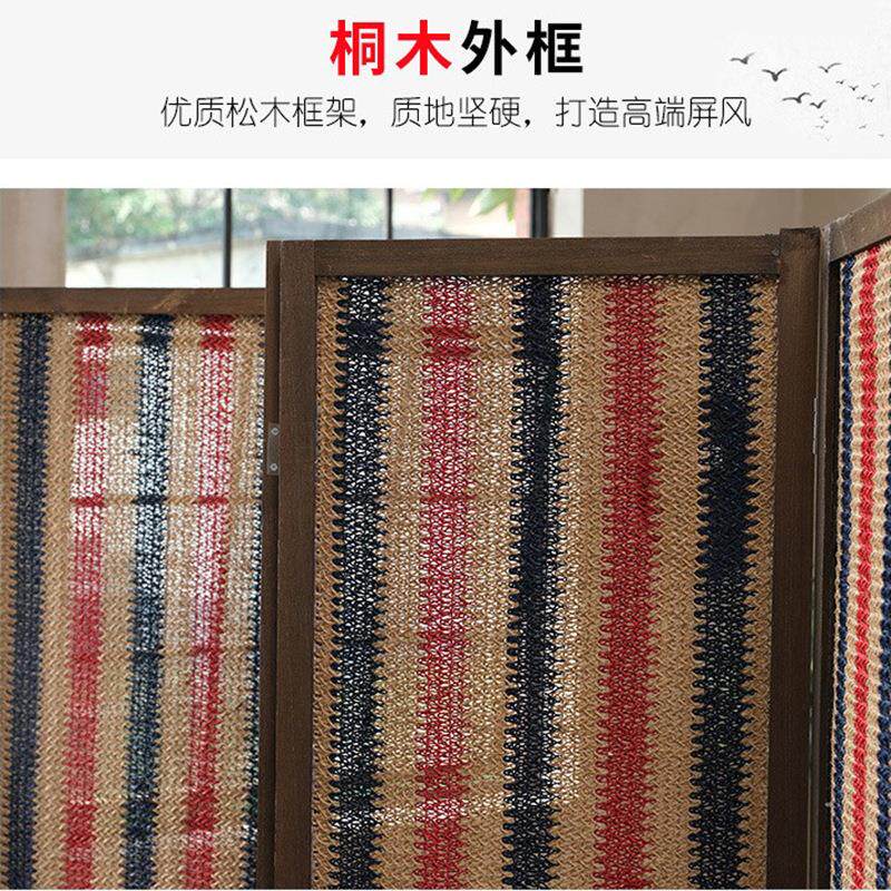 轻奢编织屏风落地客厅隔断木质家居玄关卧室书房现代移动折叠屏风
