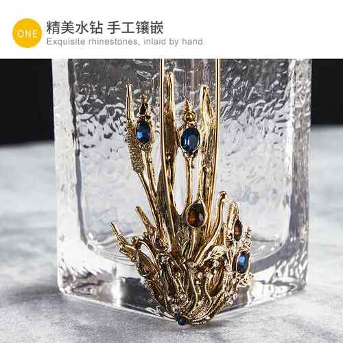 复古艺术透明玻璃花瓶摆件客厅插花餐桌精致设计感方形宽口装饰瓶