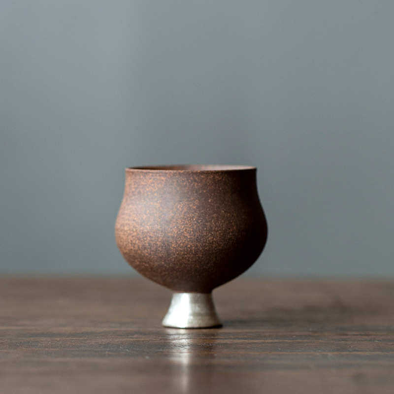 老岩泥手工描银蛮腰茶杯家用品茗杯中式复古主人杯功夫茶具单杯,餐饮具,茶杯,淘宝优惠券,粉丝福利购,淘宝优惠卷