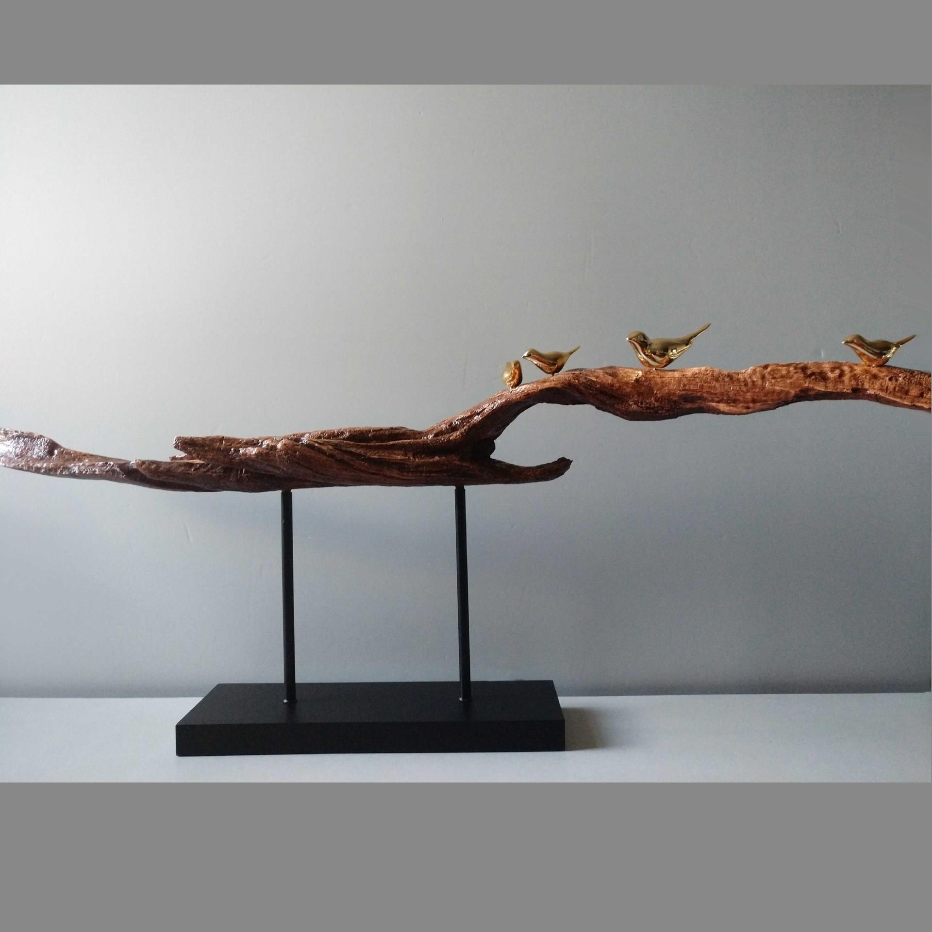 现货铁艺工艺品中式玄关家居饰品树枝小鸟摆件